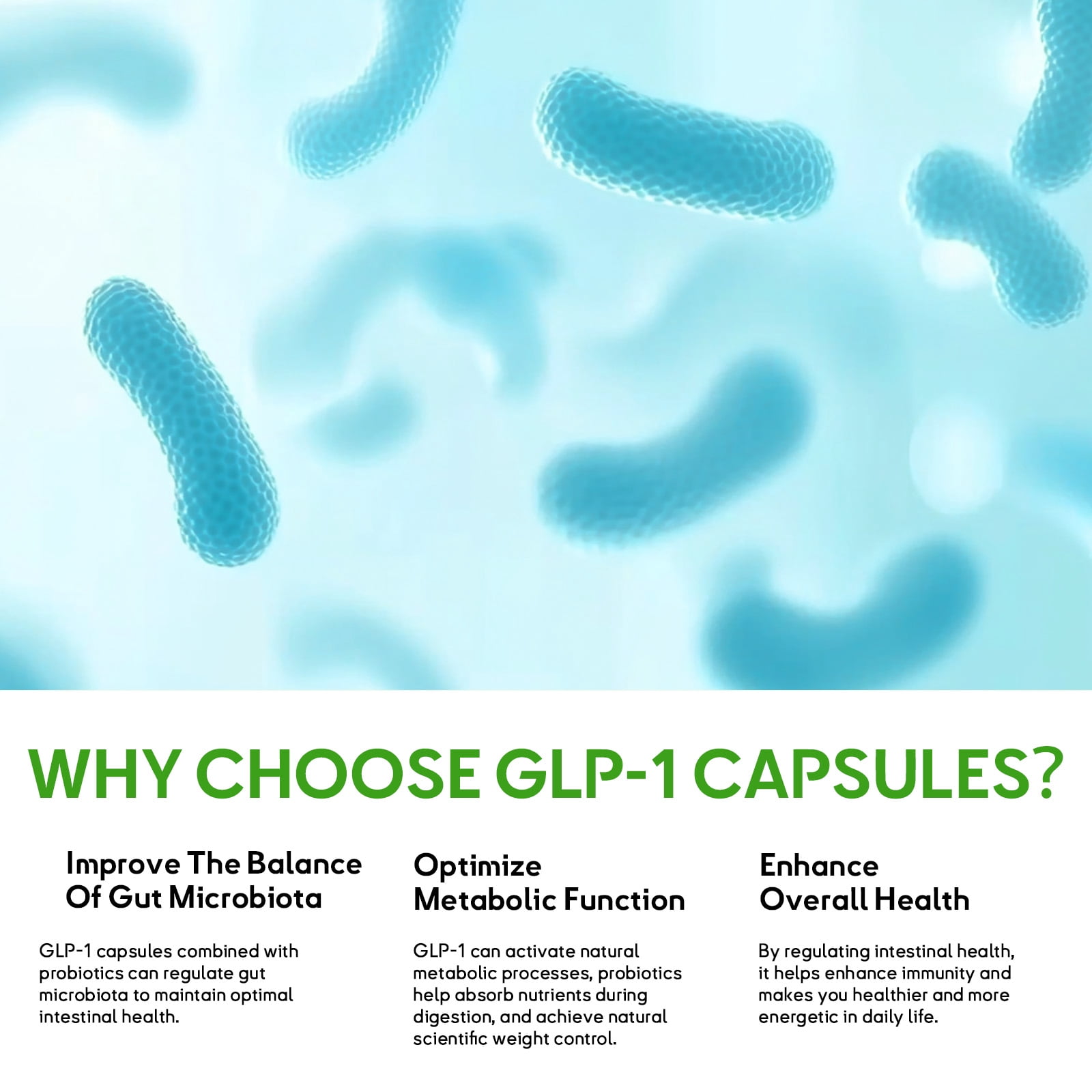 Getue GLP-1 Natural Probiotic Complex for Men & Women, 120 Count Dietary Supplement